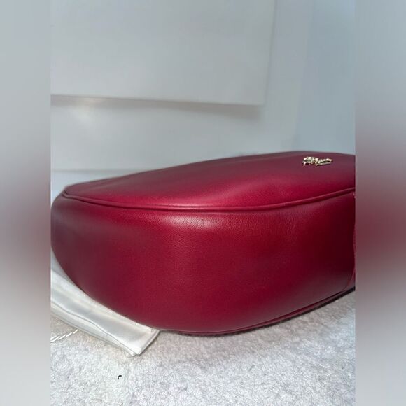 🔥🎁NWT! Coach NOMAD Burnished Leather Hobo Handbag Black Cherry Msrp:$495.00 - Picture 8 of 13